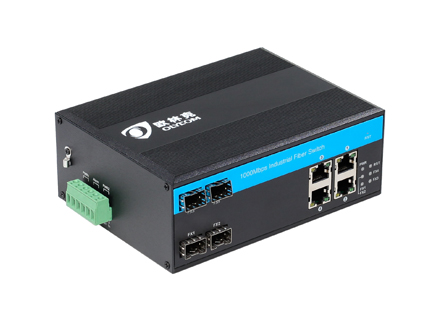 10/100/1000Mbps Managed  Industrial POE Fiber Switch （4 F to 4UTP）